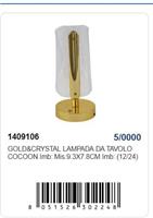 LAMPADA DA TAVOLO GOLD&CRYSTAL COCOON 9,3X7,8 CM 1409106