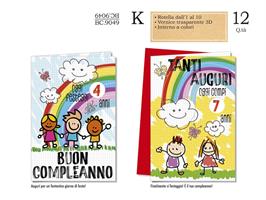 BIGLIETTI AUGURI COMPLEANNO BAMBINI ROTELLA CF12 CROMO BC.9049