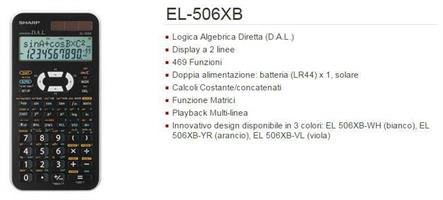 CALCOLATRICE SCIENTIFICA SHARP EL-506TSB 470FUNZ
