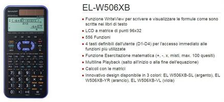 CALCOLATRICE SCIENTIFICA SHARP EL-W506XB WRITE VIEW 556FUNZ