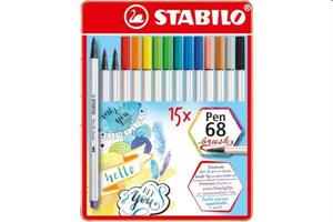 PENNARELLO STABILO PEN 68 BRUSH DA 15 SCATOLA METALLO 568/15-32