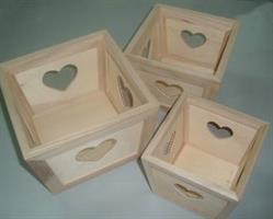 DECOUPAGE P/VASO CUORI LEGNO SET 3PZ 899534