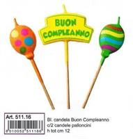 CANDELA 3PZ 2PALLONCINI+1BUON COMPLEANNO 51116