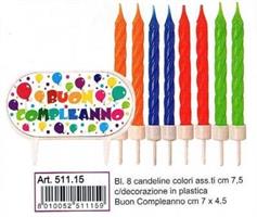 CANDELA + DECOR.  BUON.COMPLEANNO   8PZ C/ASS.51115