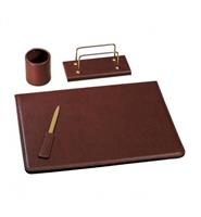 SCRITTOIO SHADOW 4PZ 50X35CM IN ECOPELLE MARRONE 4104SH33